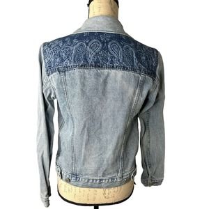 Gap 1969 Denim Jacket Women's Small 100% Cotton Paisley Design Rare‎ XS